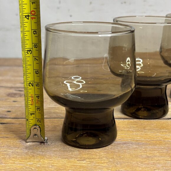 Vintage Crown Crystal Kaaru “Regis” Smokey Quartz Footed Spirit Glasses Set of 6 - Picture 8 of 8